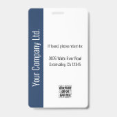 Personalized Corporate Employee ID Badge Blue (Achterkant)