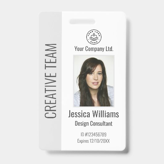 Personalized Corporate Employee ID Badge Gray (Voorzijde)