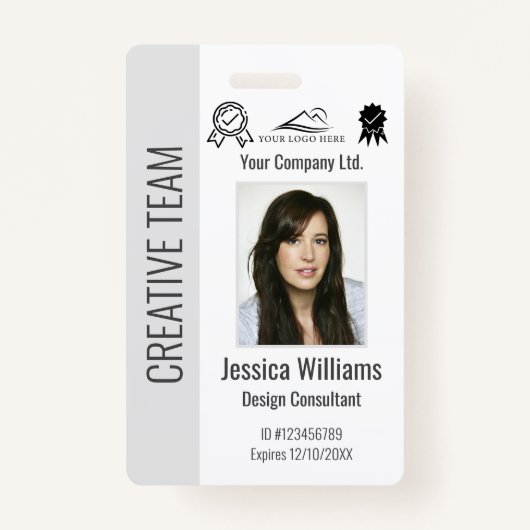 Personalized Corporate Employee ID Badge Gray (Voorkant)