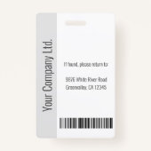 Personalized Corporate Employee ID Badge Gray (Achterkant)