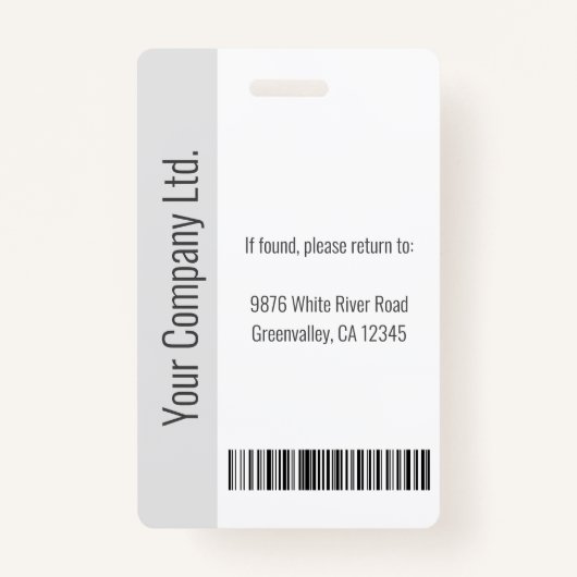 Personalized Corporate Employee ID Badge Gray (Achterkant)