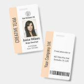 Personalized Corporate Employee ID Badge Peach (Voor- en achterkant)