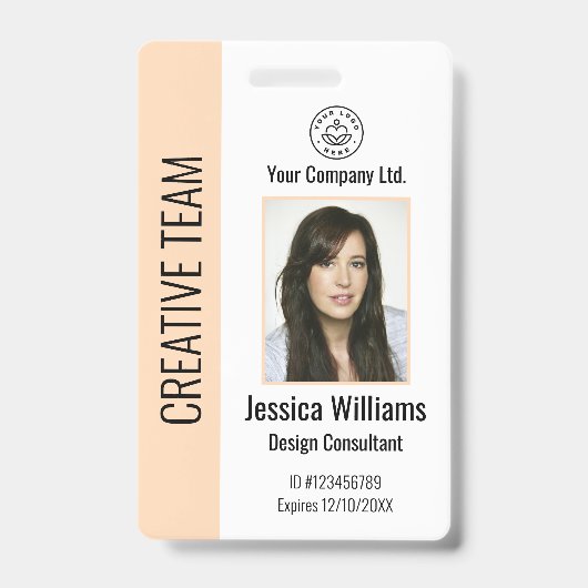 Personalized Corporate Employee ID Badge Peach (Voorzijde)