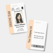 Personalized Corporate Employee ID Badge Peach (Voor- en achterkant)