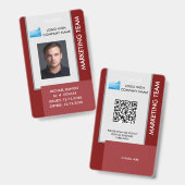 Personalized Corporate Employee ID Badge Red (Voor- en achterkant)