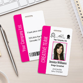 Personalized Corporate Employee ID Hot Pink Badge