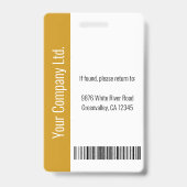 Personalized Corporate Employee ID Mustard Yellow Badge (Achterkant)