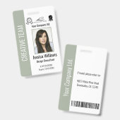 Personalized Corporate Employee ID Sage Green Badge (Front & Back)