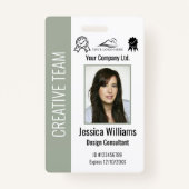 Personalized Corporate Employee ID Sage Green Badge (Voorkant)