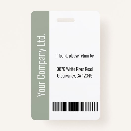 Personalized Corporate Employee ID Sage Green Badge (Achterkant)