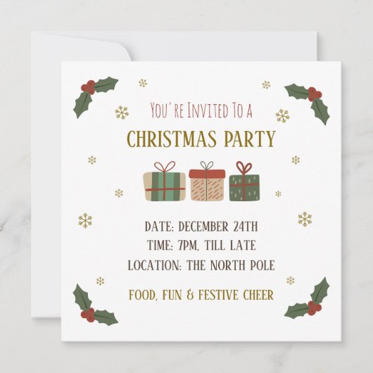 Personalized Corporate Holiday Christmas Party Kaart (Voorkant)