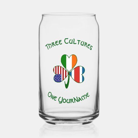 Personalized Costa Rican Irish American Shamrock Blikvorm Glas (Voorkant)