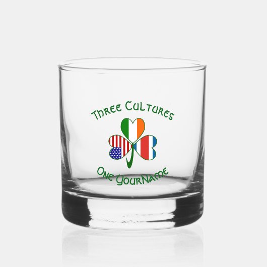Personalized Costa Rican Irish American Shamrock Whisky Glas (Voorkant)