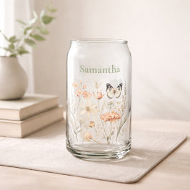 Personalized Cottagecore Floral Blikvorm Glas