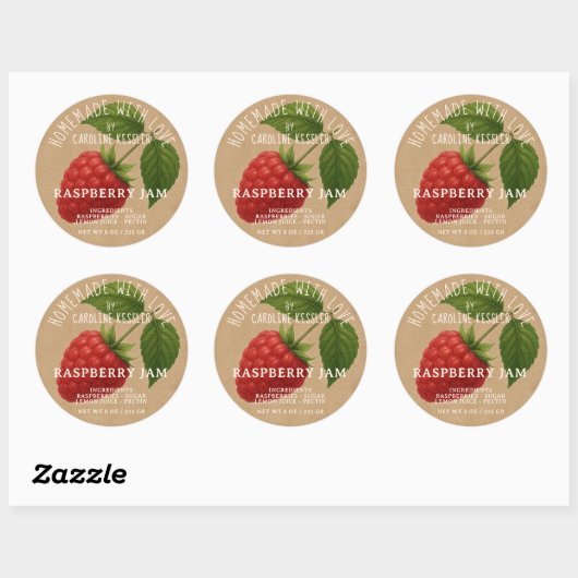 Personalized Country Farm Raspberry Jam Canning Ronde Sticker (Vel)