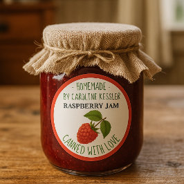 Personalized Country Farm Raspberry Jam Canning Ronde Sticker