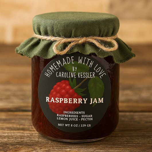 Personalized Country Farm Raspberry Jam Canning Ronde Sticker