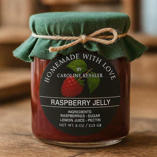 Personalized Country Farm Raspberry Jam Canning Ronde Sticker