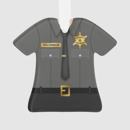 Personalized County Sheriff Black Uniform Ornament (achterkant)