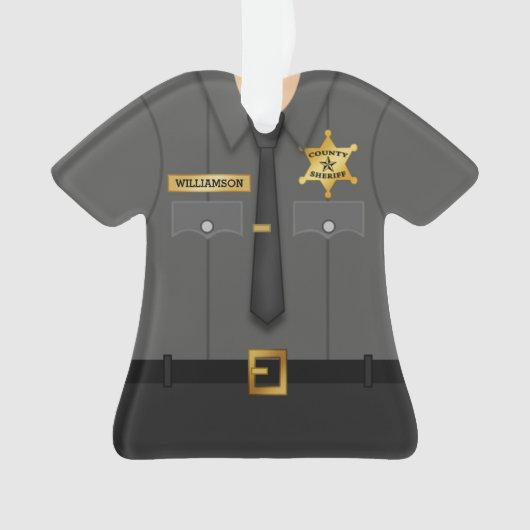 Personalized County Sheriff Black Uniform Ornament (voorkant)
