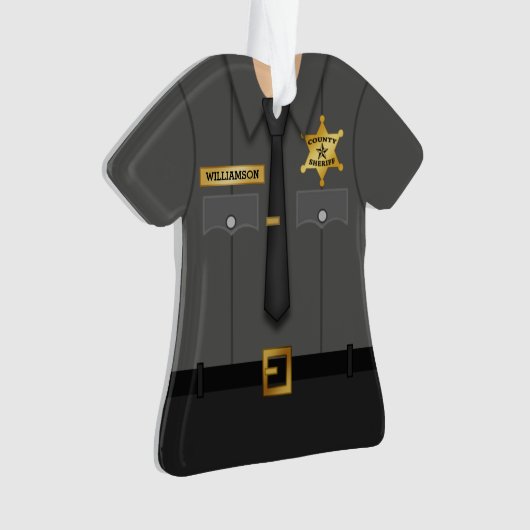 Personalized County Sheriff Black Uniform Ornament (voorkant)