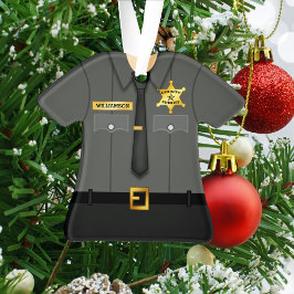 Personalized County Sheriff Black Uniform Ornament