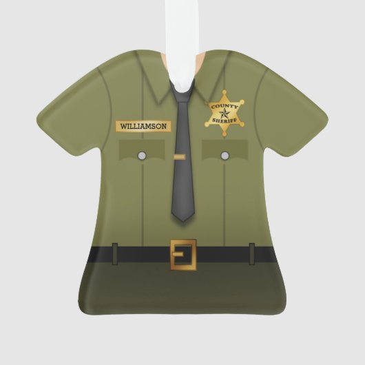 Personalized County Sheriff Green Uniform Ornament (achterkant)