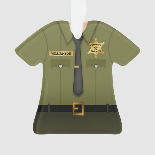Personalized County Sheriff Green Uniform Ornament (voorkant)