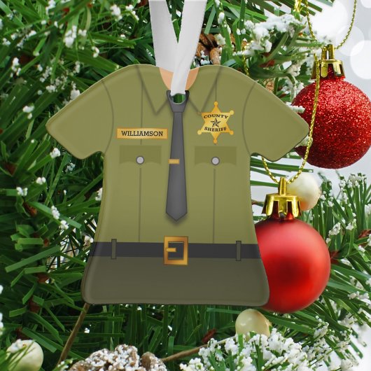 Personalized County Sheriff Green Uniform Ornament