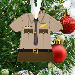 Personalized County Sheriff Khaki Uniform Ornament