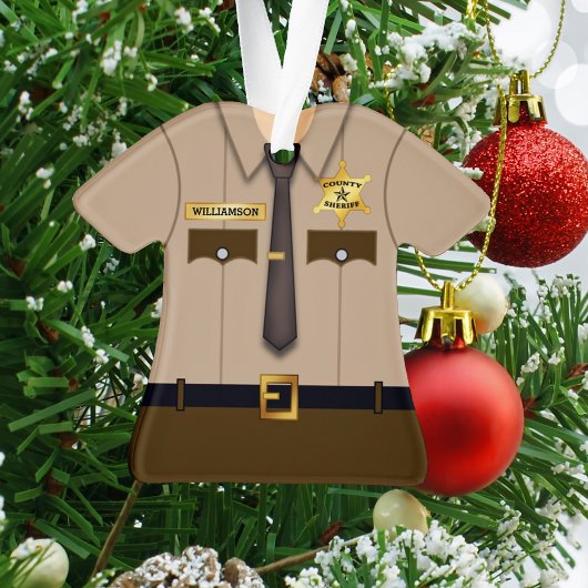Personalized County Sheriff Khaki Uniform Ornament