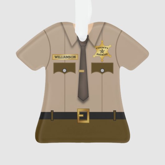 Personalized County Sheriff Khaki Uniform Ornament (voorkant)