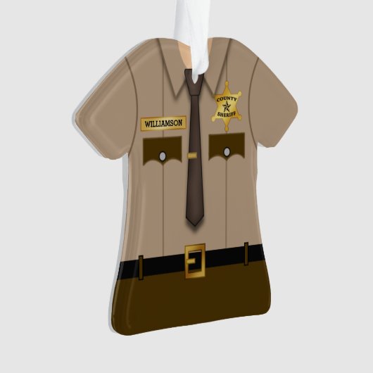 Personalized County Sheriff Khaki Uniform Ornament (voorkant)
