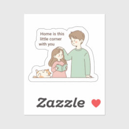 Personalized Couple and Pet Family Gifts Sticker