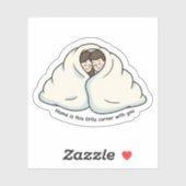 Personalized Couple & Cat Cozy Collection Sticker (Vel)