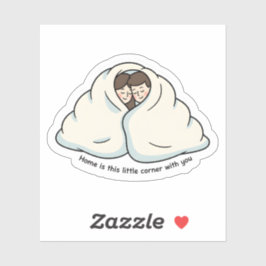 Personalized Couple & Cat Cozy Collection  Sticker