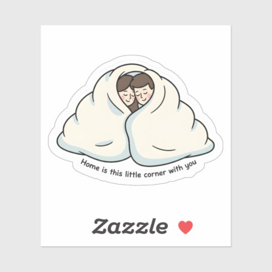 Personalized Couple & Cat Cozy Collection  Sticker (Vel)