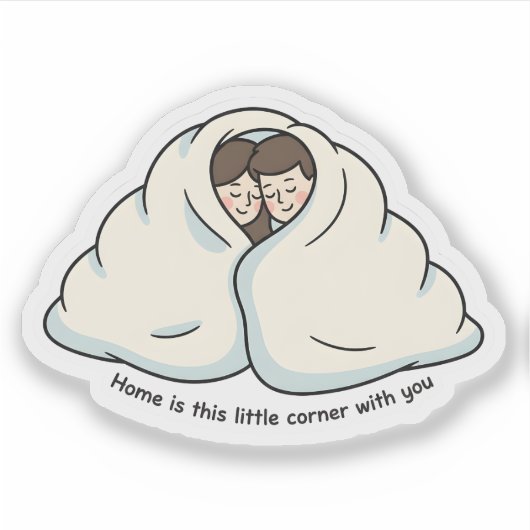 Personalized Couple & Cat Cozy Collection Sticker (Voorkant)