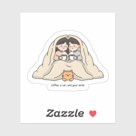Personalized Couple & Cat Lovers Cozy Collection  Sticker (Vel)