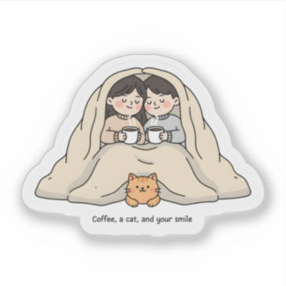 Personalized Couple & Cat Lovers Cozy Collection  Sticker