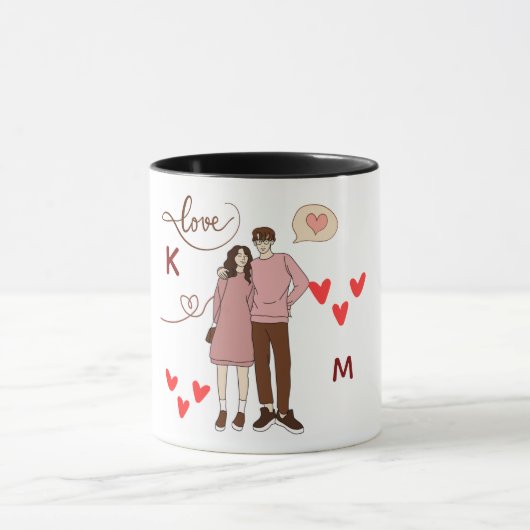 Personalized Couple Initials Mug with Special Date Mok (Midden)