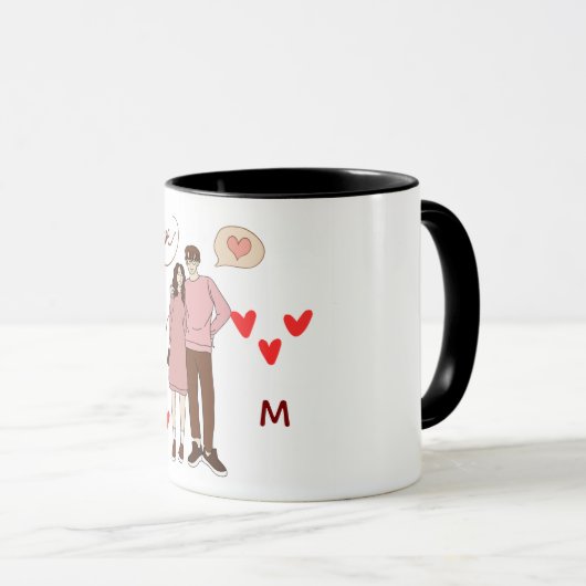 Personalized Couple Initials Mug with Special Date Mok (Voorkant rechts)