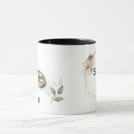 Personalized Couple Initials Mug with Wedding Date Mok (Midden)