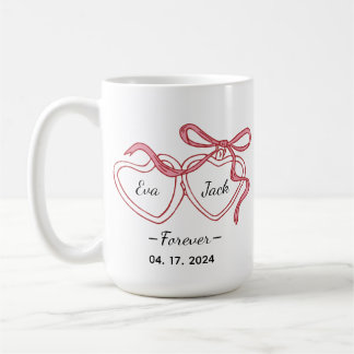 Personalized Couple Line Art Mug with Names & Date Koffiemok