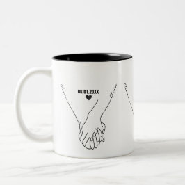 Personalized Couple Mug with Names & Date Tweekleurige Koffiemok