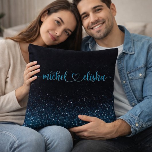 Personalized Couple Name Starry Night Glitter Kussen