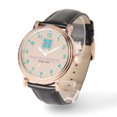 Personalized couple names elegant pink horloge (Hoek)