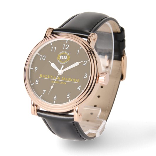 Personalized couple names minimal monogram  horloge (Hoek)