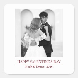 Personalized Couple Names & Year - Elegant Photo  Vierkante Sticker