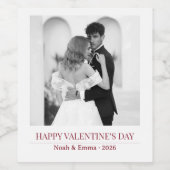 Personalized Couple Names & Year - Elegant Photo  Wijn Etiket (Enkel label)